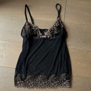 H&M Black Sheer Nightie with Gold Detailing